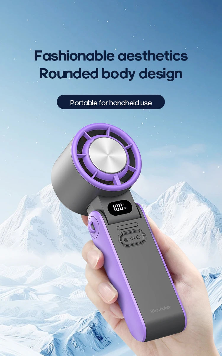 Outdoor Foldable Portable Handheld Fan Mini Cooling Rechargeable 3600mAh 100-level Free Control High Speed Turbo Fan