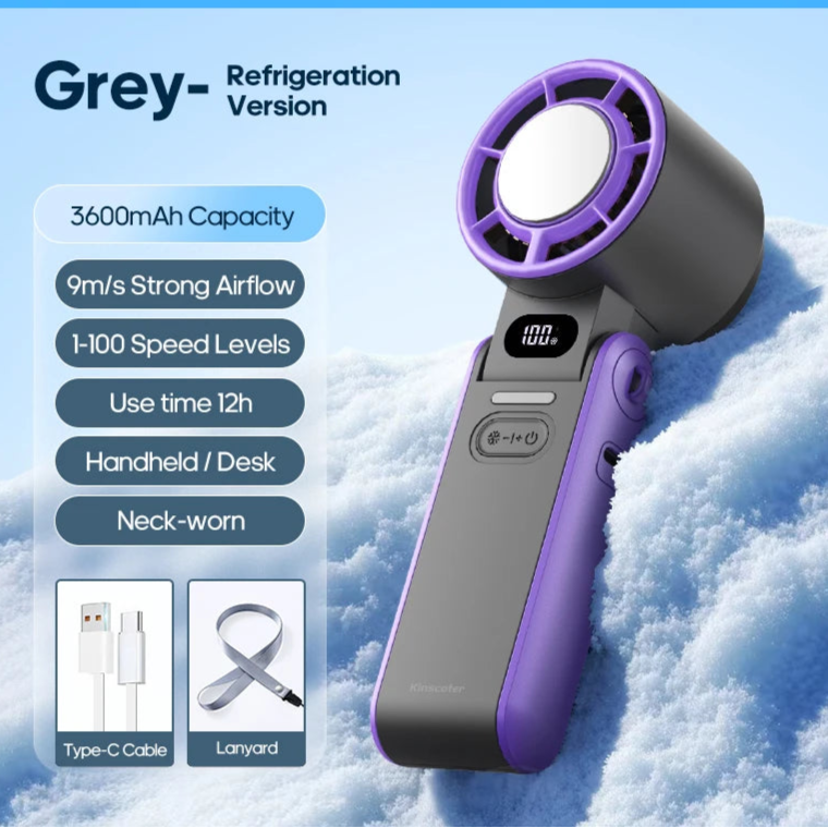 Outdoor Foldable Portable Handheld Fan Mini Cooling Rechargeable 3600mAh 100-level Free Control High Speed Turbo Fan