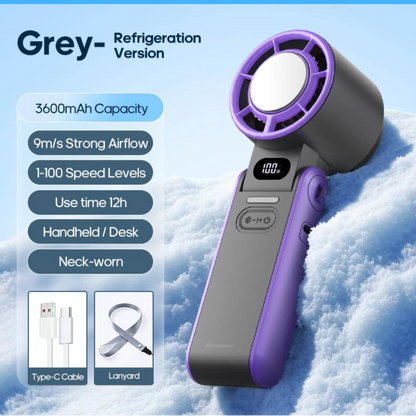 Outdoor Foldable Portable Handheld Fan Mini Cooling Rechargeable 3600mAh 100-level Free Control High Speed Turbo Fan