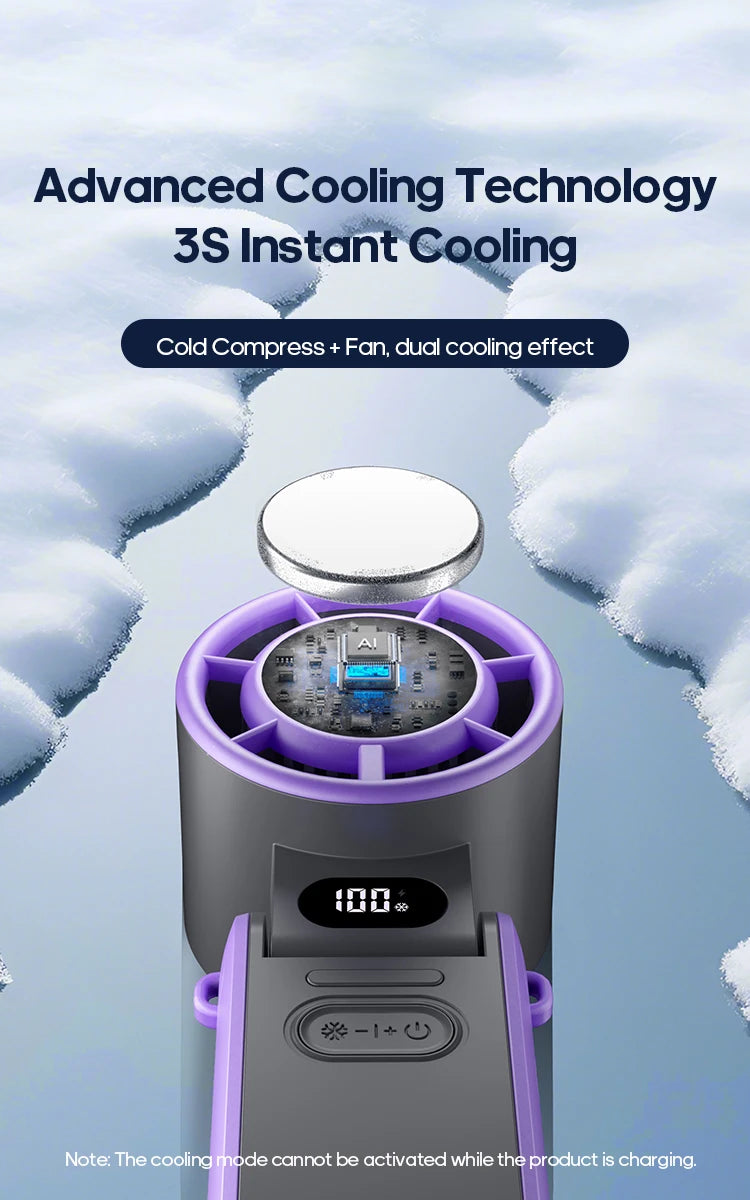 Outdoor Foldable Portable Handheld Fan Mini Cooling Rechargeable 3600mAh 100-level Free Control High Speed Turbo Fan