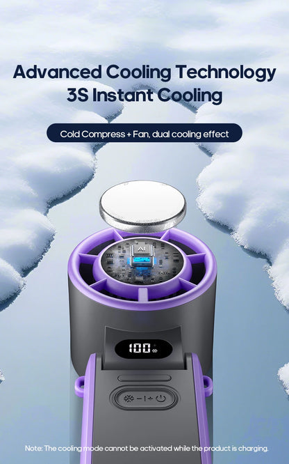 Outdoor Foldable Portable Handheld Fan Mini Cooling Rechargeable 3600mAh 100-level Free Control High Speed Turbo Fan