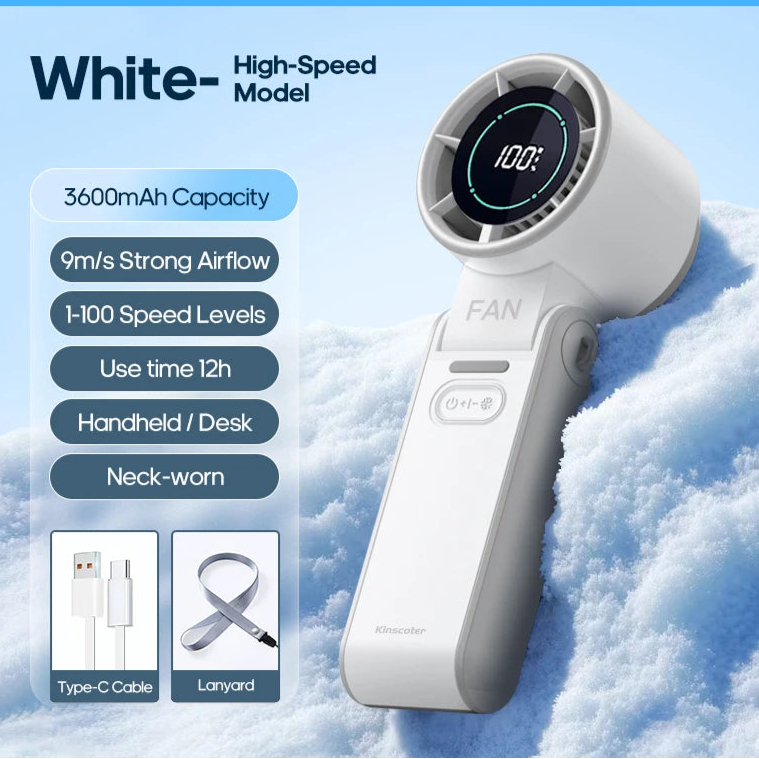Outdoor Foldable Portable Handheld Fan Mini Cooling Rechargeable 3600mAh 100-level Free Control High Speed Turbo Fan