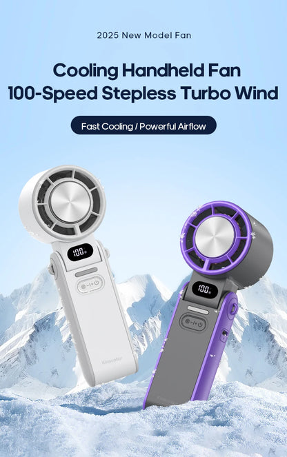 Outdoor Foldable Portable Handheld Fan Mini Cooling Rechargeable 3600mAh 100-level Free Control High Speed Turbo Fan
