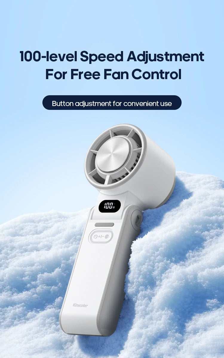 Outdoor Foldable Portable Handheld Fan Mini Cooling Rechargeable 3600mAh 100-level Free Control High Speed Turbo Fan