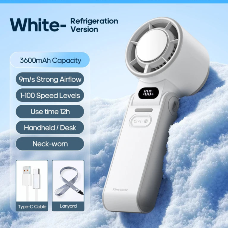 Outdoor Foldable Portable Handheld Fan Mini Cooling Rechargeable 3600mAh 100-level Free Control High Speed Turbo Fan